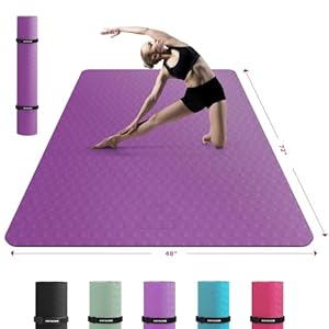 HAPBEAR Extra Large Yoga Mat – 72″x48″/78″x54″x6mm (1/4 inch), Non-Slip, Durable, Eco-Friendly, Thick Wide Exercise Mat for Home Workouts, Yoga, Pilates, Stretching, Meditation (Barefoot Exercise)