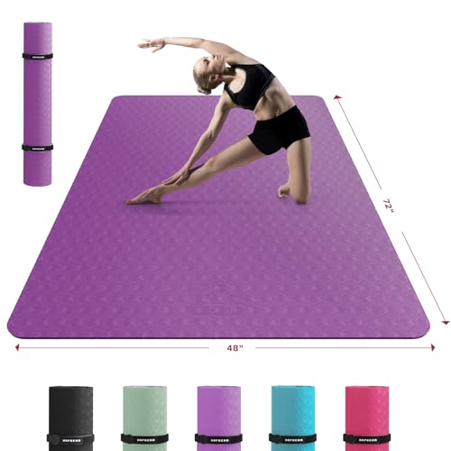 HAPBEAR Extra Large Yoga Mat - 72"x48"/78"x54", 1/4" & 1/3" Thick, Non-Slip, Durable, Eco-Friendly, Wide Exercise Mat for Home Workouts, Yoga, Pilates, Stretching, Meditation (Barefoot Exerc