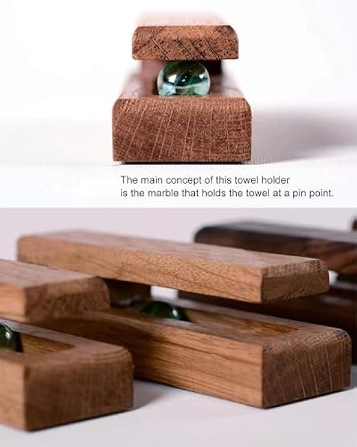 Wood Towel Hooks -Set of 2 Self Adhesive Vintage Towel Holder Wooden Wall Mounted Towel Racks for Bathroom and Kitchen Home Decor- Quick Drying, Firmly Holds Towel(Walnut)