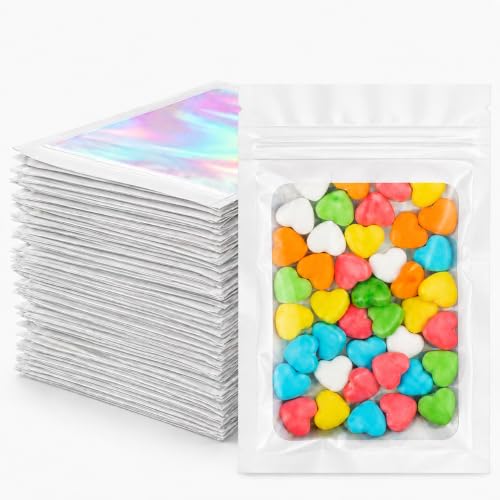 FITIMOR Holographic Bags 100PCS Mylar Bags, Smell Proof Bag Goodie Baggies