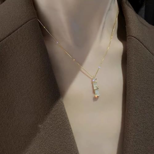 Conjunto Feminino de Colar, Anel e Brincos com Cristal Opala - Bamboo + Bolsa de Veludo
