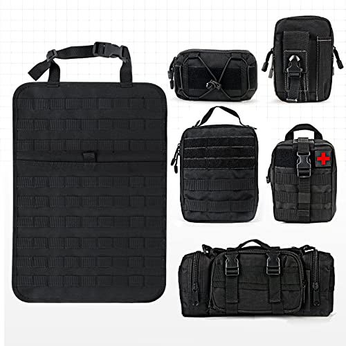 Maiker Tactical Car Seat Back Organizer, Upgrade Tactical Vehicle Panel Organizer With 5 Detachable Molle Pouch, Universal Fits For Most Of Vehicle Black #TOP5