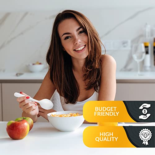 PAMI Heavy Weight Disposable Plastic Soup Spoons [200-Pack] - Bulk King Size Deluxe White Plastic Silverware For Parties, Weddings, Catering Food Stands, Takeaway- Heavy-Duty Single-Use Partyware - Thumbnail 3