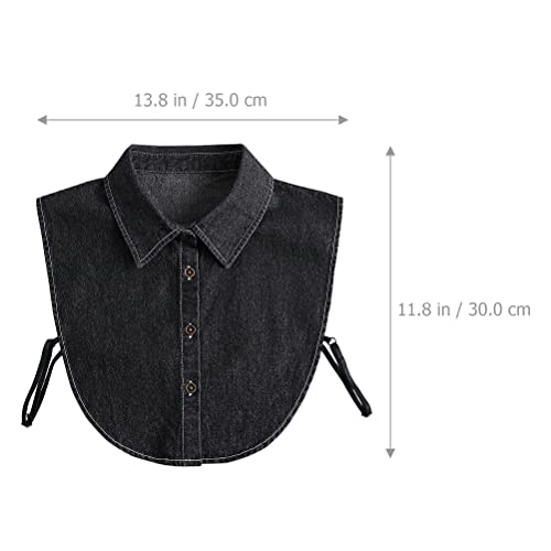 Black Denim Dickie Collar for Women, Detachable Dickey Half Shirt, Dickey Collar Blouse for Women Girls2