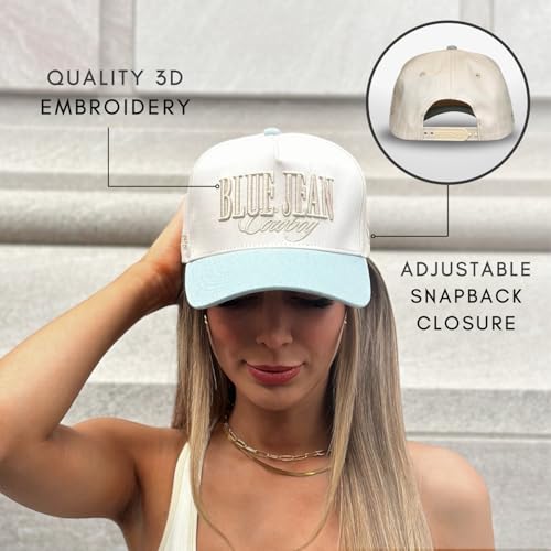 Image of Vintage Western Trucker Hat | Men & Women | Country Cute Caps for Cowgirls Cowboys | Camo Denim Embroidered Cotton | Snapback