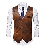 Herren Anzugweste - Männer Schlanke Weste Ärmellos V Ausschnitt Mode Business Weste Single Breasted Frühling Herbst Winter Freizeitkleidung, Braun, 2XL