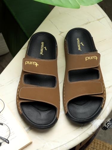 Image of URJO PURE Men's Sliders /Slippers Lightweight Super Flexible Arch Support Durable Anti Skid & Stylish Dailywear Sliders /Slippers for Men (URJO by Welcome)