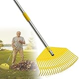 Lightweight Leaf Rake for Lawns - Anti-Break Nylon Plastic Head,Easy Yard & Garden Rake for Women,Seniors,Kids, 16.5' Wide for Leaves, Grass,Pine Needles,Gardening,Adjustable 35–65' Long Handle