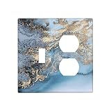 Blue Marble Decorative Wall Plate Combination 1 Toggle 1 Duplex Outlet Cover 2 Gang Wallplate Electr
