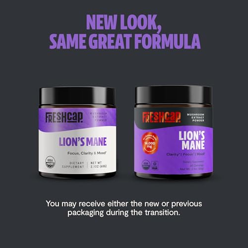 FreshCap Mushrooms Electric Lion's Mane USDA Organic Powerful Mushroom Extract Powder Supplement for Mental Clarity and Focus (60 g)