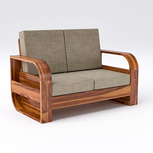 Image of Douceur Furnitures Solid Sheesham Wood 2 Seater Sofas | Two Seater Sofa for Living Room, Cafe, Office | (Design-5)