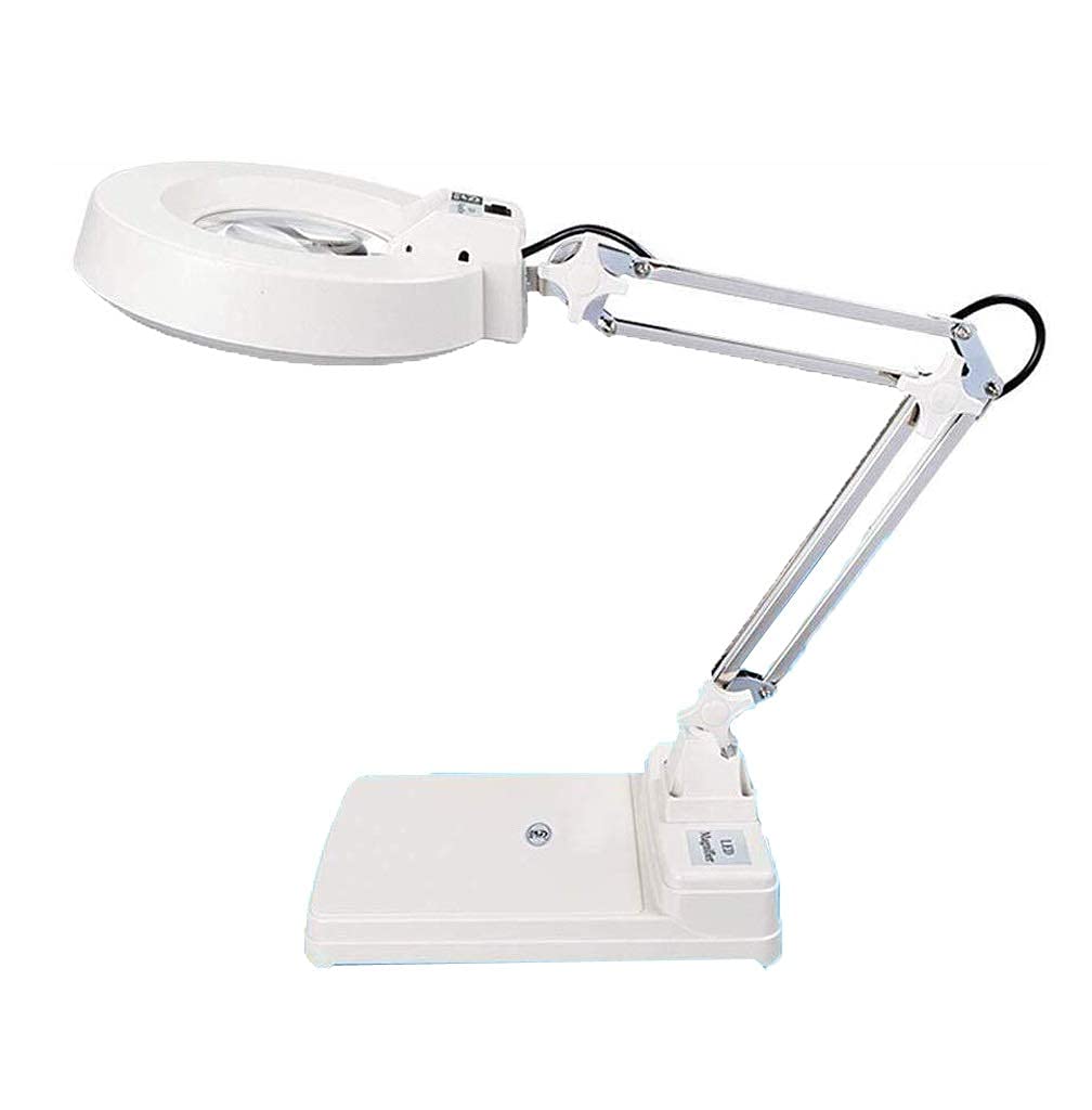 Loupe de bureau en verre blanc de haute précision et éclairage LED HD pour établi