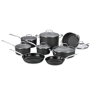 Cuisinart 14-Piece Cookware Set, Chef’s Classic NonStick Hard Anodized, Gray, 66-14N