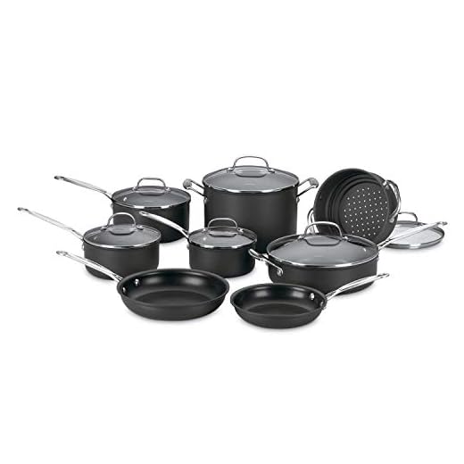Cuisinart 14-Piece Cookware Set, Chef's Classic NonStick Hard Anodized, Gray, 66-14N