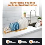 Dish Rack, Flexible Bamboo Dish Drying Rack Pot Lid Plate Stand Holder Adjustable Vertical Organizer Storage for Kitchen Cabinet Dish, Pot Lid, Bowl, Cup - Image 5