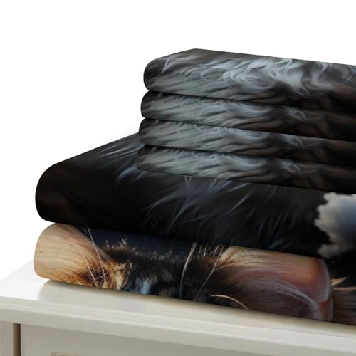 Housse de couette chat fermeture éclair parure de lit microfibre facile à laver - 6
