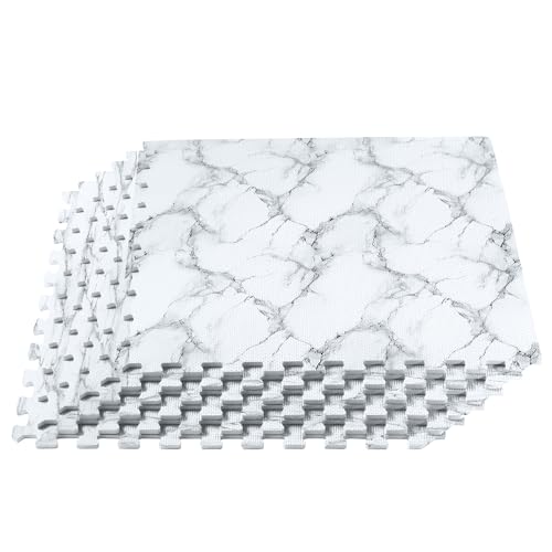 Forest Floor Farmhouse 3/8-Inch-Thick Printed Foam Tiles, Premium Marble Interlocking