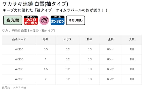 がまかつ ワカサギ連鎖 白雪 袖 5本 W230 1-0.2