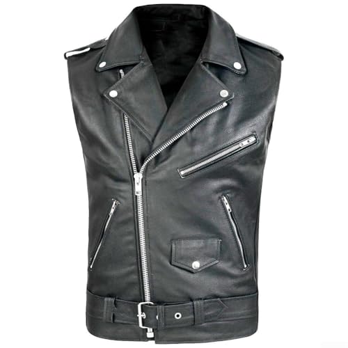 Gilet en cuir synthétique moto homme pour un look rock sans la rigidité du cuir