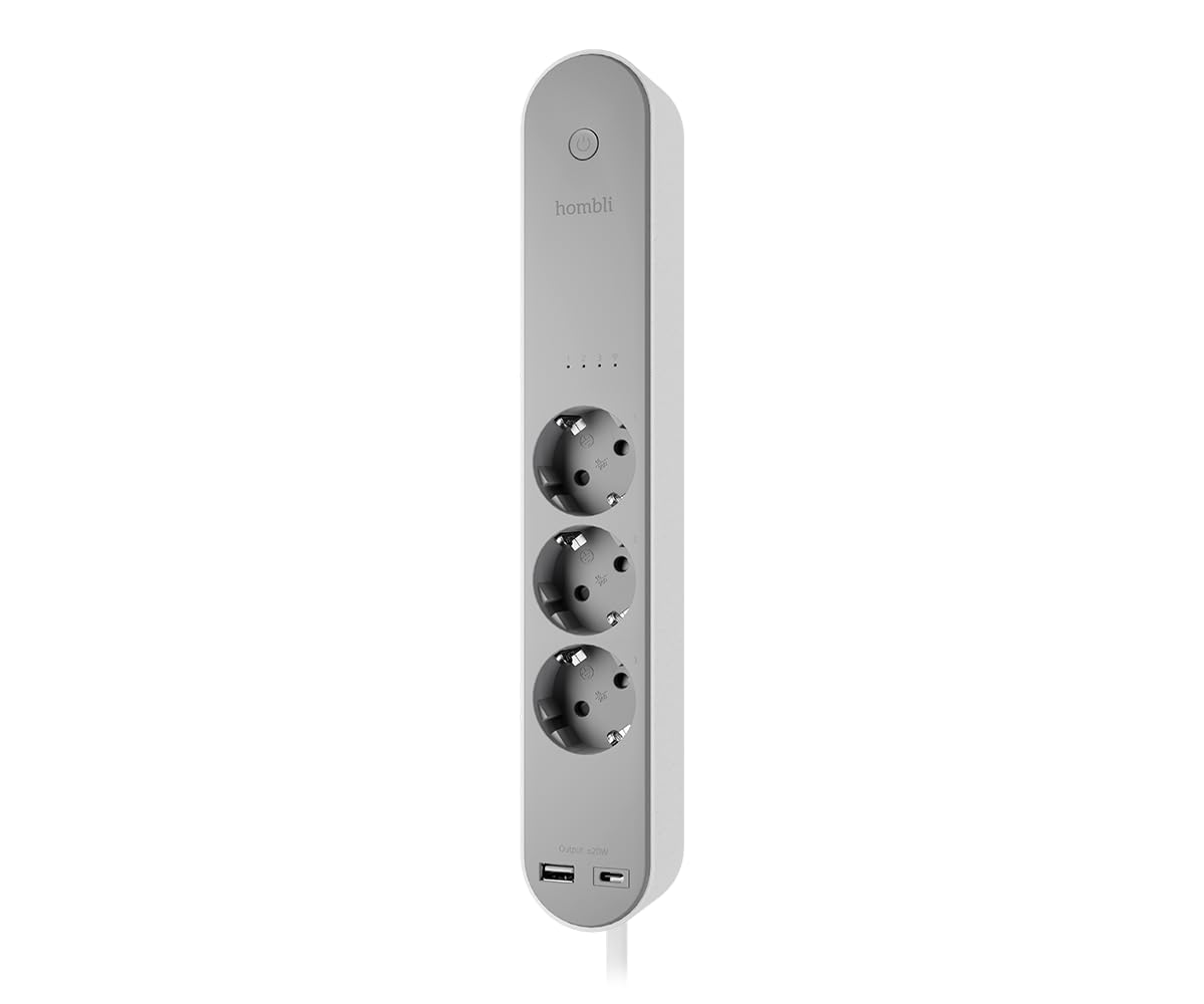 Hombli Steckdosenleiste, smart, 3 AC + 2 USB, Überspannung, 1,5 m Kabel, FR