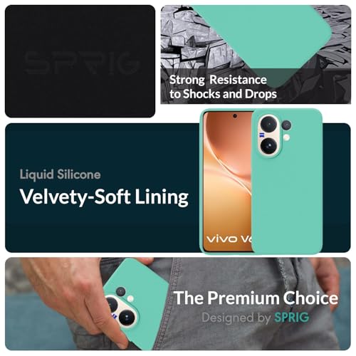 Image of SPRIG Compatible with Vivo V60 Premium SilkTone Back Cover Drop Tested Shock Proof Mobile Case for Men, Women, Boys and Girls with Camera Protection (Turquoise Blue)