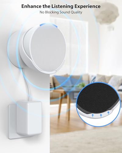 Maxonar Wall Mount, Holder with Integrated Cable Management Space Saving Stand, Compatible with Echo Pop and Google Nest Speaker, White