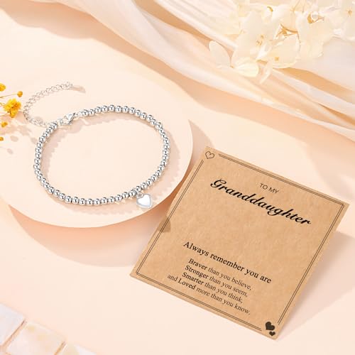 UNGENT THEM Silver Heart Charm Bracelet for Sister, Best Friends, Bestie, Daughter, Granddaughter, Niece, Birthday Christmas Valentines Day Gifts for Women4