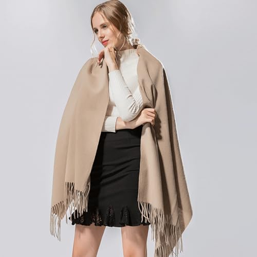 Soft Cashmere Winter Scarf, 80 x 27 inches, Machine Washable, Warm Fringed Shawl with Tassels3