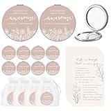 CroBlissful Mother's Day Inspirational Gifts for Women Bulk Wildflower Compact Mirror Makeup Purse Double Sided Folding Mirror Inspirational Gift Cards with Bag for Women(12 Set,Classic)