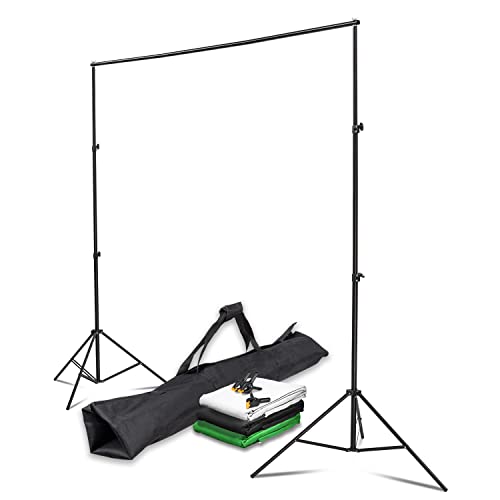 Instarter Kit Fond Studio Tissu Vert Noir Blanc Largeur 155-305 cm 3X Pinces pour Photographie & Écran Vert Greenscreen Barre transversale Support pour...