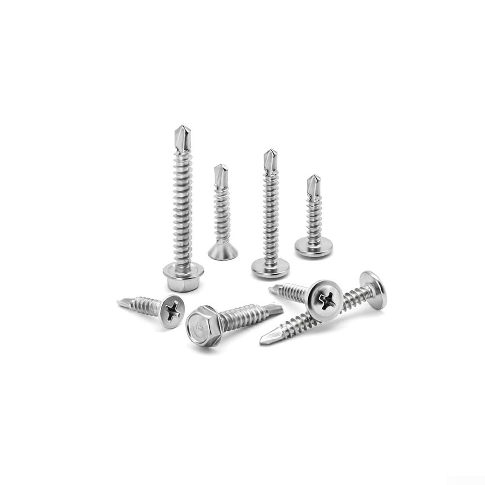 425PCS 410Stainless Steel Vite autoperforante, testa svasata Pan Head Hex Head Autofilettanti Auto-foratura Viti Set