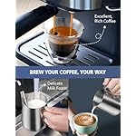 DINGK 20 Bar Espresso Coffee Machine, 1050W Cappuccino Coffee Maker, High Pressure Latte Coffee Machine with Milk Frother & 1.5L Water Tank, Digital Touch Panel, 2 Cups, Stainless Steel - Image 3