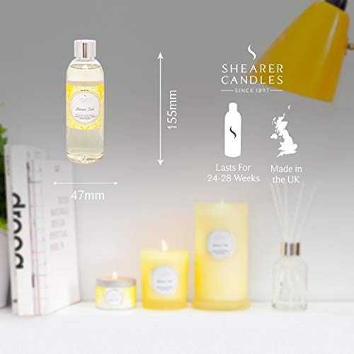 Shearer Candles Lemon Zest, Diffuser, Scented Refill, Fragrance & Essential Oils, Yellow, Silver, White, 200ml