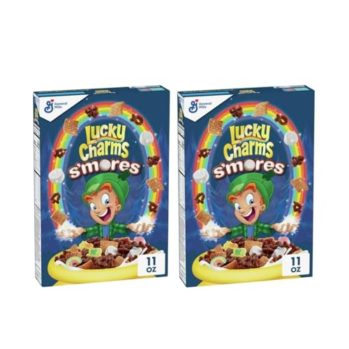 Lucky Charm S'mores Cereal 311g | Naturally and Artificially Flavored | Perfect for Breakfast Food, Cookie Topper or Smores Bar | American Snacks | Pack of 2