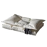 Feng Shui， Weiße Gänsefedern und Daunenkissen mit Jacquard-Stoffbezug, weiches Komfortkissen für Rücken, Bauch, Seitenschläfer, Bettkissen-Set mit 2 Stück, Standardgröße 48 x 74 cm, weiß
