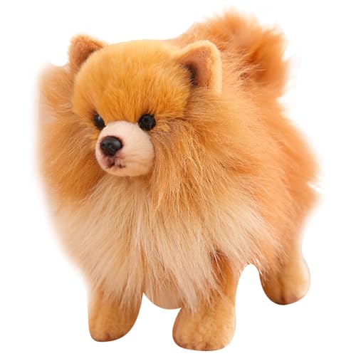 Suxdlan Juguete de algodón de Peluche de Perro Realista de simulación de Felpa Pomeranian de 10x9 Pulgadas