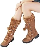 Minetom Damen Flauschige Schneestiefel Lace Up Boots Warme Schneestiefel Winter Schuhe Mit Fell Gefüttert Walking Outdoor Reißverschluss Langschaft Boots A Braun 36 EU