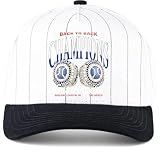 Los Angeles Baseball 2024 & 2025 Champions Double Ring Pinstripe Baseball Hat (US, Alpha, One Size, Black/White)