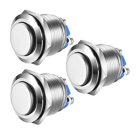 Gebildet 3 st 19 mm 5 A 12V/24V/125V/250 VAC Momentan Taster Skruvklämma Rostfritt Stål Metall Vattentät Knapp (Hög Huvud)