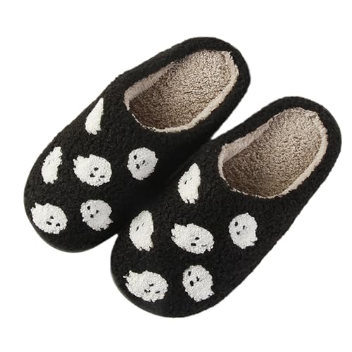 Image of Halloween Pumpkin Slippers for Womens Mens Cute Cartoon Slippers Plush Warm Memory Foam Shoes