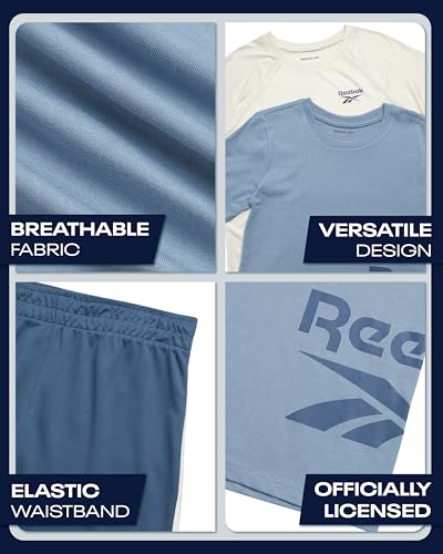 Reebok Conjunto de shorts atléticos para meninos – 3 peças de roupas de verão com camisetas gráficas