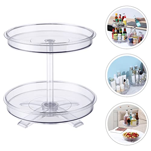 Zerodeko Prateleira giratória 360 graus 2 camadas rack giratório transparente rack de cozinha organi