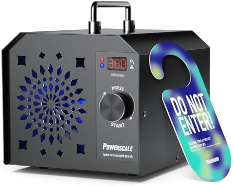 PowerScale Ozone Generator 90,000mg/h O3 Intelligent Control Ozone Odor Eliminator Commercial Ozone Machine Odor Removal, For Home, Car, Pet Room - High Capacity Ionizer Ozone Air Purifier, Black