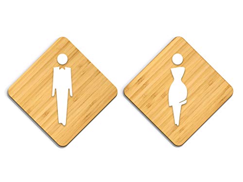 SIGNS - Elegant, Set 2x- Targa Bagno Uomo Donna a Rilievo CA56- Segnali Bagno adesivi Toilette Uomo Donna - Cartelli Bagno Uomo Donna - Targhetta bagno uomo donna adesivi per toilette (Rombo)