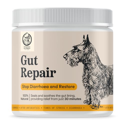Clydach Farm Gut Repair for Dogs - Fast Acting Diarrhoea Treatment with Goat Milk & Kaolin Stops Upset Stomach & Loose Stool Digestive Support Powder - 200g