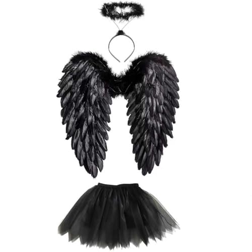 Sunshine smile Engelsflügel Schwarze,Engel Kostüm Damen mit Heiligenschein,Engel Flügel,Kostüm Engel,Schwarze Flügel Mädchen,Engelsflügel Deko,Federflügel Engel,Engels Flügel Kostüm Sunshine smile Engelsflügel Schwarze,Engel Kostüm Damen mit Heiligenschein,Engel Flügel,Kostüm Engel,Schwarze Flügel Mädchen,Engelsflügel Deko,Federflügel Engel,Engels Flügel Kostüm