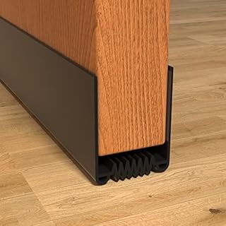 Door Draft Stopper, 39” Length Cuttable Weather Stripping Door Seal, Strong Adhesive Door Sweep for Exterior and Interior Doors (1, Black)