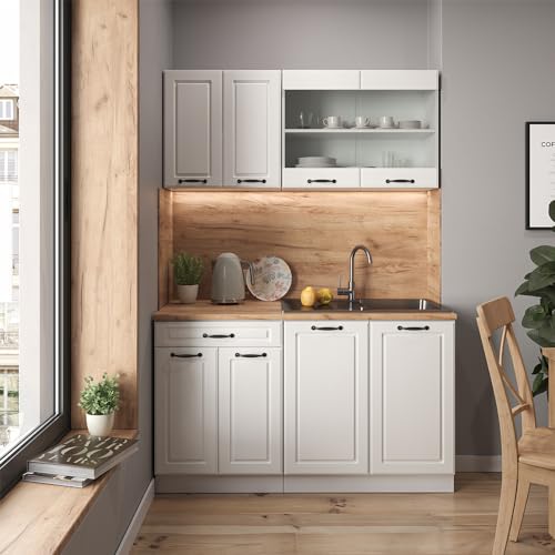 Vicco Cucina Completa R-Line, Casa Di Campagna Bianca/Bianco, 140 Cm Senza Piano Di Lavoro - 2