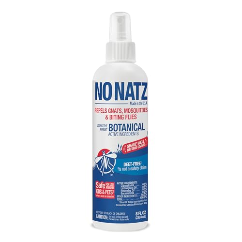No Natz Botanical Insect Repellent, DEET-Free, Made with Natural Essential Oils, Non-Greasy Formula, Made in the USA, Fresh Scent, 8 Ounce Spray Bottle