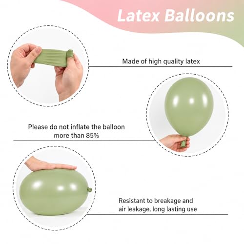 Image of Pink and Green Balloons, 50 Pcs 12 Inch Sage Green Pink White Metallic | Gold Baby in Bloom Balloons for Boho Baby Shower Jungle Woodland Floral Fairy First Birthday Wedding Party Decorations
